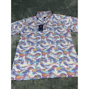 Construct Polo Shirt Men 2XL Short Sleeve Waves Dragon Dry Performance Golf New